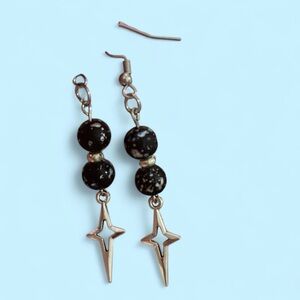 Chic Black and Silver Star Drop Earrings